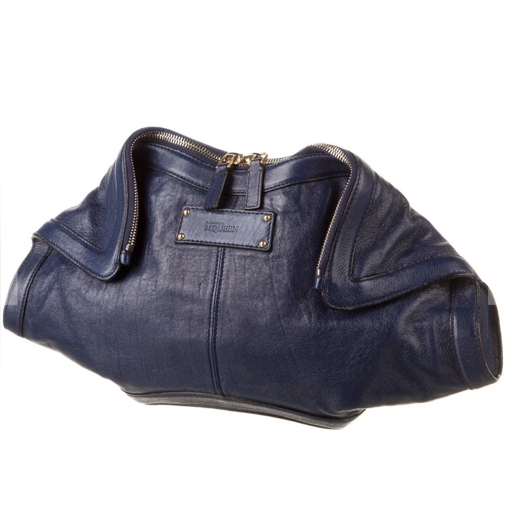 Authentic Alexander McQueen Manta leather clutch | Blue